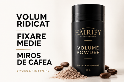 Hairify Volume Powder – volum ridicat, fixare medie și miros de cafea
